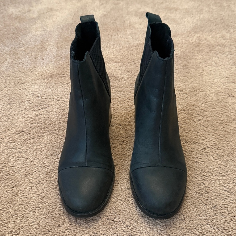 Toms Black Esme Heeled Leather Boots 6.5 - Picture 2 of 13